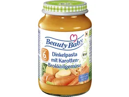 Beauty Baby Glaeschen Menue Dinkelpasta Karotten Brokkoli