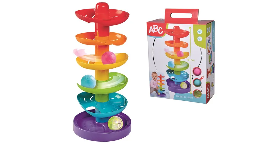 Simba - ABC - Regenbogen Kugelturm, 5 Ebenen, 1 Standfläche, 2 farbige Bälle, 1 transparenter Ball mit Glöckchen
