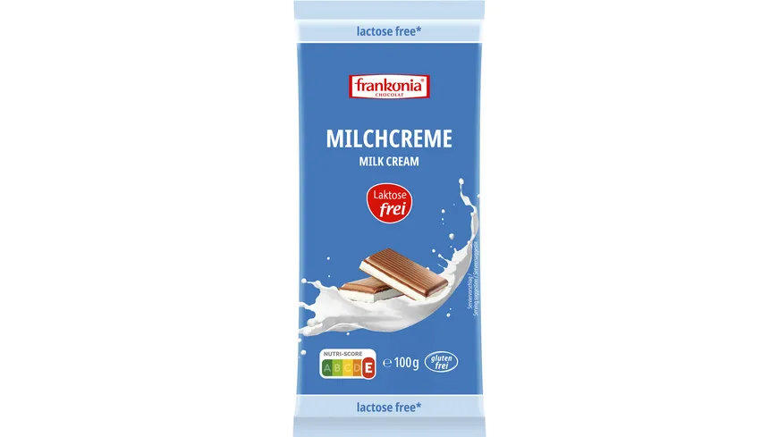 Frankonia laktosefreie Vollmilchschokolade mit Milchcreme-Füllung