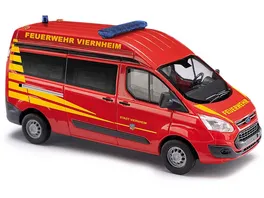 BUSCH 52510 1 87 Ford Transit Custom Hochdach Bus Feuerwehr Viernheim