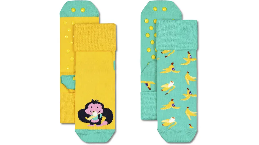 Happy Socks Kinder ABS-Socken Monkey & Banana 2er Pack