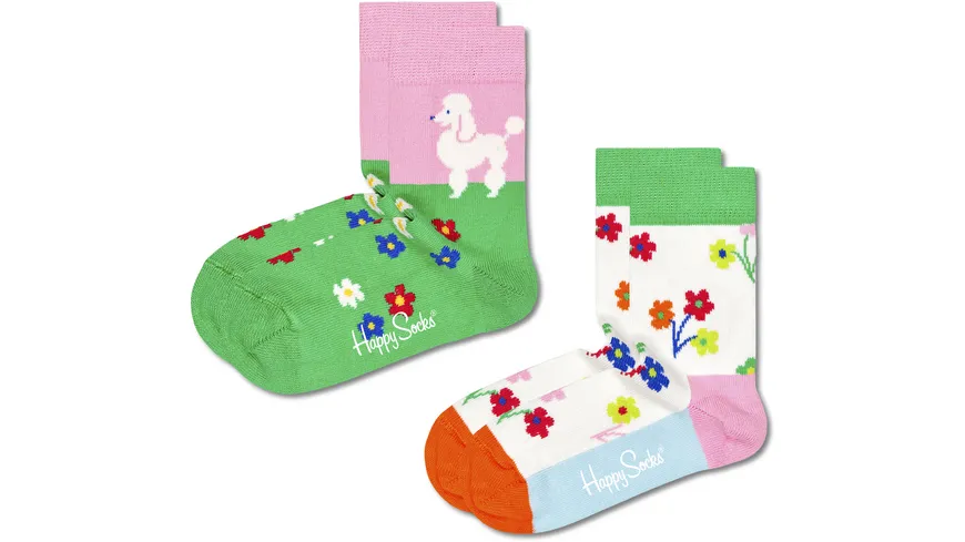 Happy Socks Kinder Socken Poodle & Flowers 2er Pack