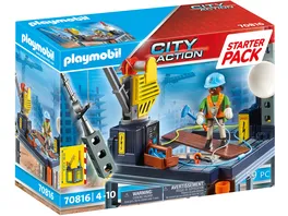 PLAYMOBIL 70816 City Action Starter Pack Baustelle mit Seilwinde