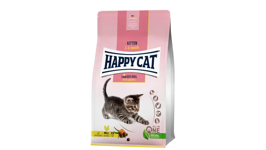 Happy Cat Katzentrockenfutter Young Kitten Land Geflügel 1,3kg