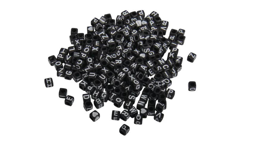 Rayher Plastik-Buchstaben-Perlen 5x5mm 40g schwarz