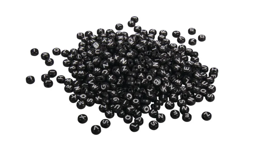 Rayher Plastik-Buchstaben-Perlen 6x6mm 40g schwarz