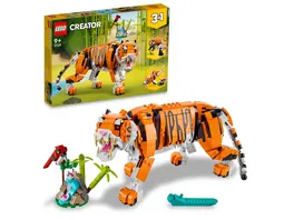 LEGO Creator 3in1 31129 Majestaetischer Tiger Tierfiguren Set fuer Kinder