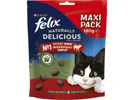 FELIX Naturally Delicious reich an Rind mit einem Hauch von Goji Beere Katzensnacks 180g Beutel