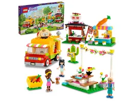 LEGO Friends 41701 Streetfood Markt Spielzeug mit Saftbar Imbisswagen