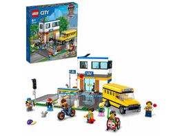 LEGO City 60329 Schule mit Schulbus Spielzeug fuer Kinder ab 6 Jahren