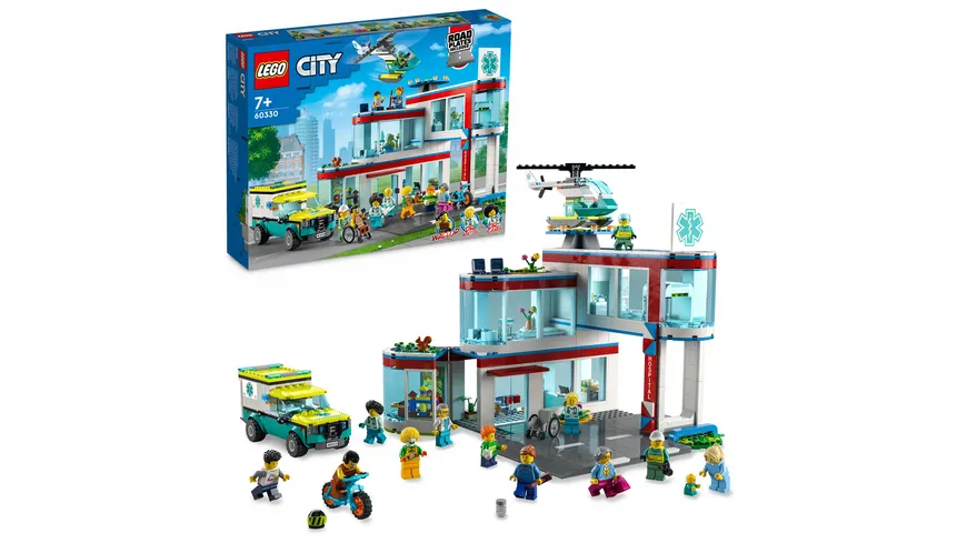 LEGO City 60330 Krankenhaus mit Krankenwagen, Stadt-Set für Kinder