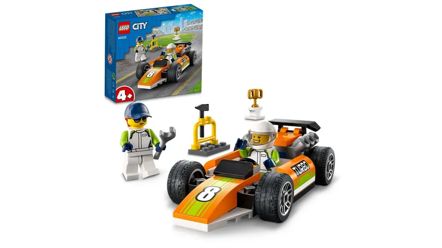 LEGO City 60322 Rennauto, Formel 1 Auto Spielzeug, Rennwagen