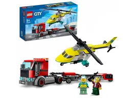 LEGO City 60343 Hubschrauber Transporter Spielzeug mit LKW ab 5 Jahren