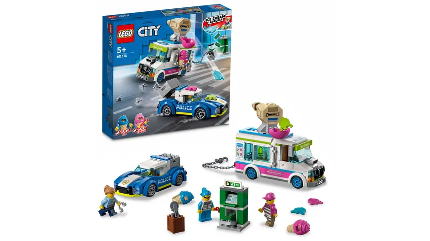 LEGO City 60314 Eiswagen-Verfolgungsjagd, Polizei-Spielzeug ab 5 Jahren