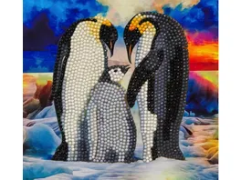 Craft Buddy Crystal Art Diamond Painting Card Kit Pinguin Familie 18x18cm