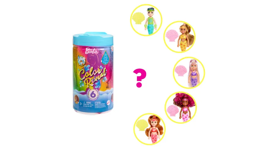 Barbie Color Reveal Puppe Meerjungfrau, Chelsea Farbwechsel, Anziehpuppe