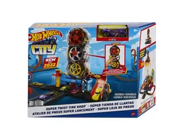 Hot Wheels City Super Reifenshop Spielset Geschenk fuer Kinder von 4 bis 8 Jahren