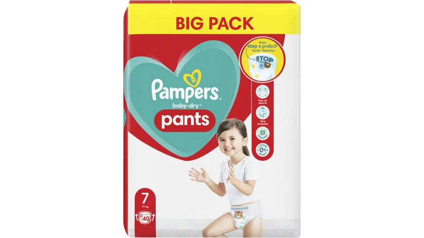 Pampers BABY DRY PANTS Windeln Gr.7 Extra Large 17+kg Big Pack 40ST