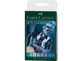 FABER CASTELL Tuschestift Pitt Artist Pen Blues 8er Set