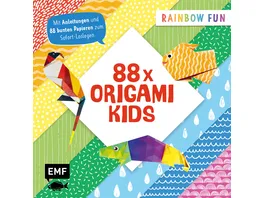 88 x Origami Kids Rainbow Fun Easy Papierfalten mit Anleitungen und 88 bunten Papieren zum Sofort Loslegen