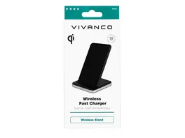 Vivanco Wireless Fast Charger Stand Alu QI Induktions Ladegeraet 10W