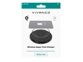 Vivanco Wireless Super Fast Charger induktives QI Schnellladepad 15W