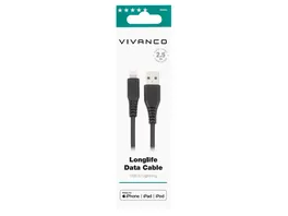 Vivanco LongLife Charging Cable Lightning Daten u Ladekabel 2 5m