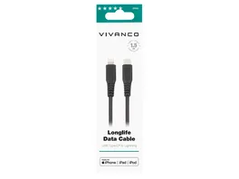 Vivanco LongLife Charging Cable Lightning auf USB Type C Daten u Ladekabel 1 5m
