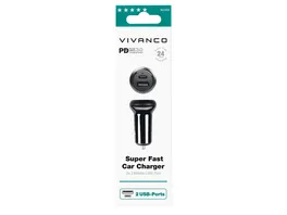 Vivanco Super Fast Car Charger Power Delivery 3 0 2 USB Ports Dual Kfz Schnellladegeraet 2x 24W