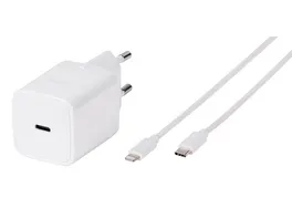Vivanco iPhone PD 3 0 Super Fast Charger Set inkl USB Type C Lightning Kabel Schnellladegeraet fuer Apple 20W