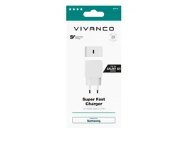 Vivanco Super Fast Charger fuer Samsung Galaxy USB Type C Schnellladegeraet 25W