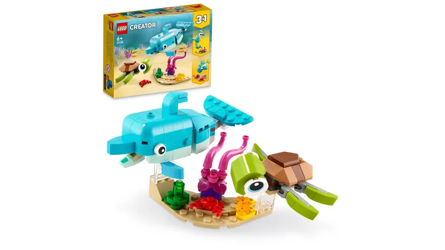 LEGO Creator 31128 3-in-1 Delfin und Schildkröte, Seepferdchen, Fisch