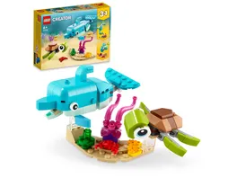LEGO Creator 31128 3 in 1 Delfin und Schildkroete Seepferdchen Fisch