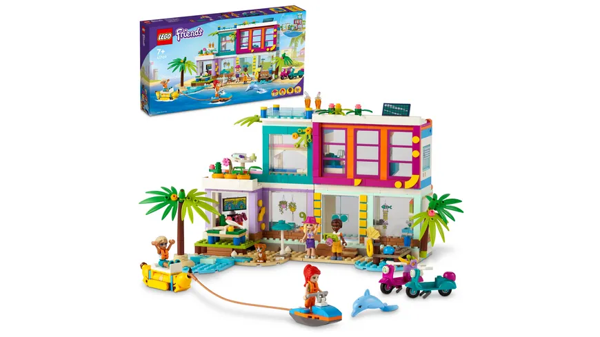 LEGO Friends 41709 Ferienhaus am Strand, Puppenhaus mit Mia Minipuppe