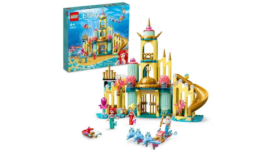LEGO Disney 43207 Arielles Unterwasserschloss mit Minipuppe Meerjungfrau