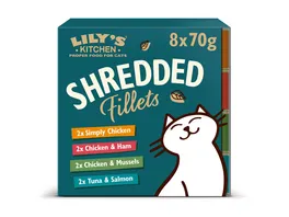 Lilys Kitchen Katzennassfutter Shredded Fillets Tins Multipack 8 x 70 g