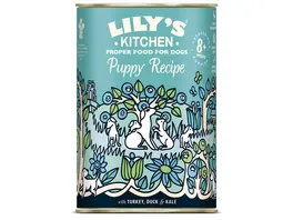 Lilys Kitchen Hundenassfutter Puppy Recipe with Turkey Duck Kale 400 g
