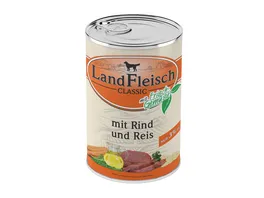 LandFleisch Classic Hundenassfutter Rind Reis extra mager mit Frischgemuese 400 g