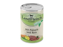 LandFleisch Classic Hundenassfutter Pansen Reis mit Frischgemuese 400g