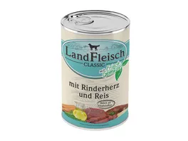 LandFleisch Classic Hundenassfutter Rinderherz Reis mit Frischgemuese 400g