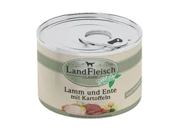 LandFleisch Classic Hundenassfutter Lamm Ente Kartoffeln 195g