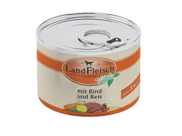 LandFleisch Classic Hundenassfutter Rind Reis extra mager mit Frischgemuese 195 g
