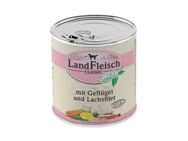 LandFleisch Classic Hundenassfutter Gefluegel Lachsfilet mit Frischgemuese 800 g