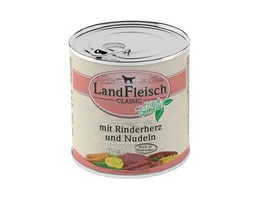LandFleisch Classic Hundenassfutter Rinderherz Nudeln mit Frischgemuese 800g