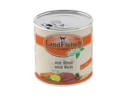 LandFleisch Classic Hundenassfutter Rind Reis extra mager mit Frischgemuese 800 g