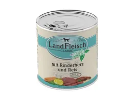 LandFleisch Classic Hundenassfutter Rinderherz Reis mit Frischgemuese 800g