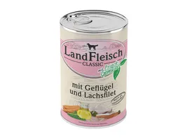 LandFleisch Classic Hundenassfutter Gefluegel Lachsfilet mit Frischgemuese 400 g