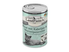 LandFleisch Katzennassfutter Adult Pastete mit Rind mit Kabeljau Wurzelpetersilie