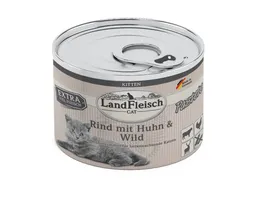 Landfleisch Katzennassfutter Kitten Pastete Rind mit Huhn Wild