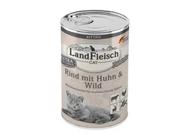 Landfleisch Katzennassfutter Kitten Pastete Rind mit Huhn Wild